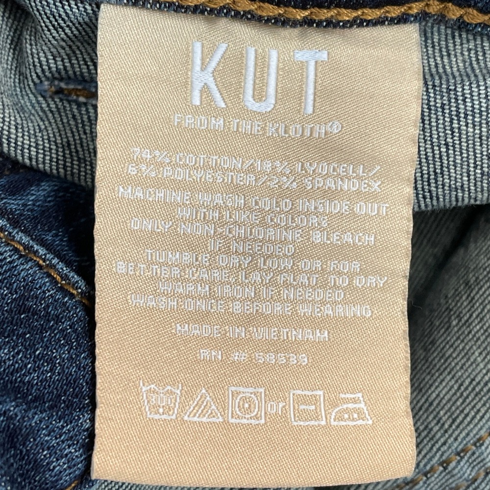 KUT from the Kloth Jeans Women 4P Blue Ana High Rise Flare Front Patch Pockets - Picture 9 of 10
